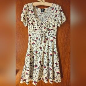 Thorn & Fable Mushroom-Print Short Sleeve Dress